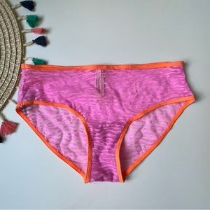 Victoria's Secret VTG Extra Low Rise Mesh Hiphugger Panty Pink Zebra Stripe Smal